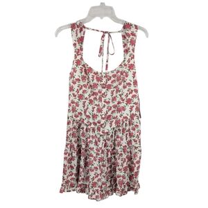 NWT Wild Fable Floral Flouncy Sleeveless Basque Waste Smocked Back Romper Medium